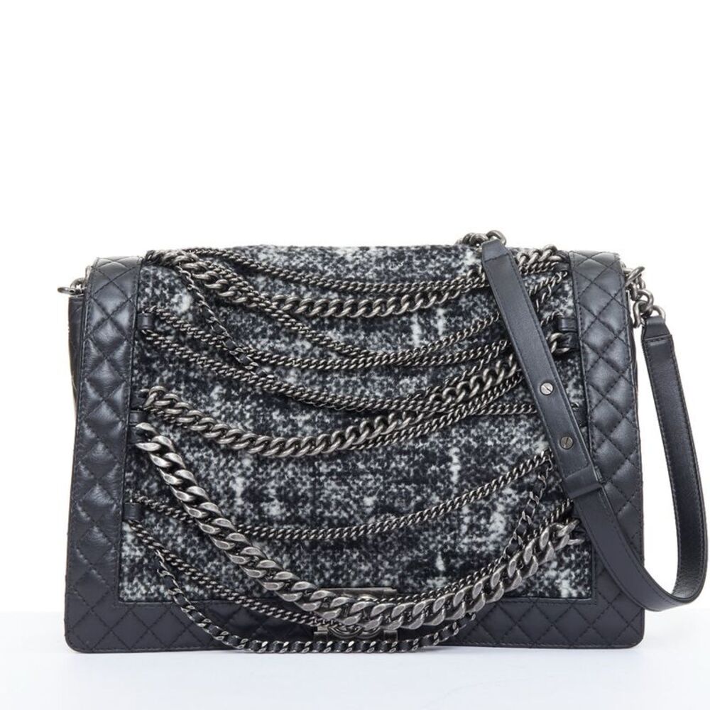 Chanel 2013 Boy Medium Runway Enchained Tweed Bag